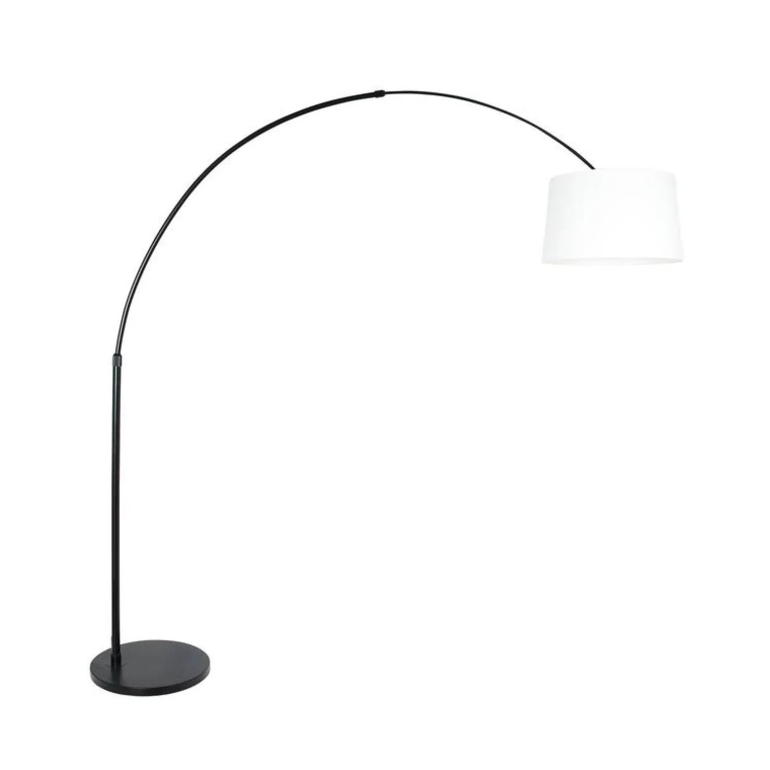 Steinmex Booglampen|Ariana 1-lichts Vloerlamp Zwart met Wit Linnen hoge kap
