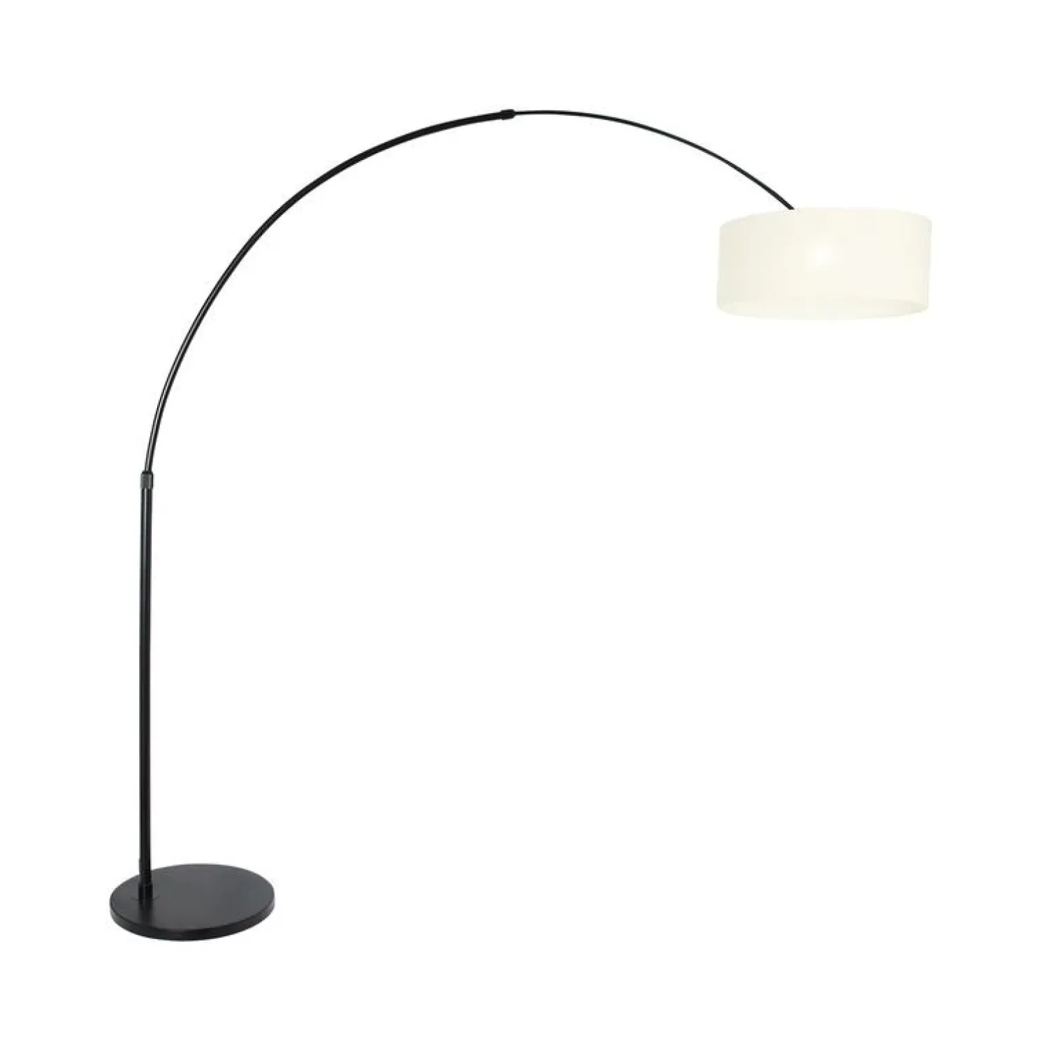 Steinmex Booglampen|Ariana 1-lichts Vloerlamp Zwart met Wit Linnen lage kap