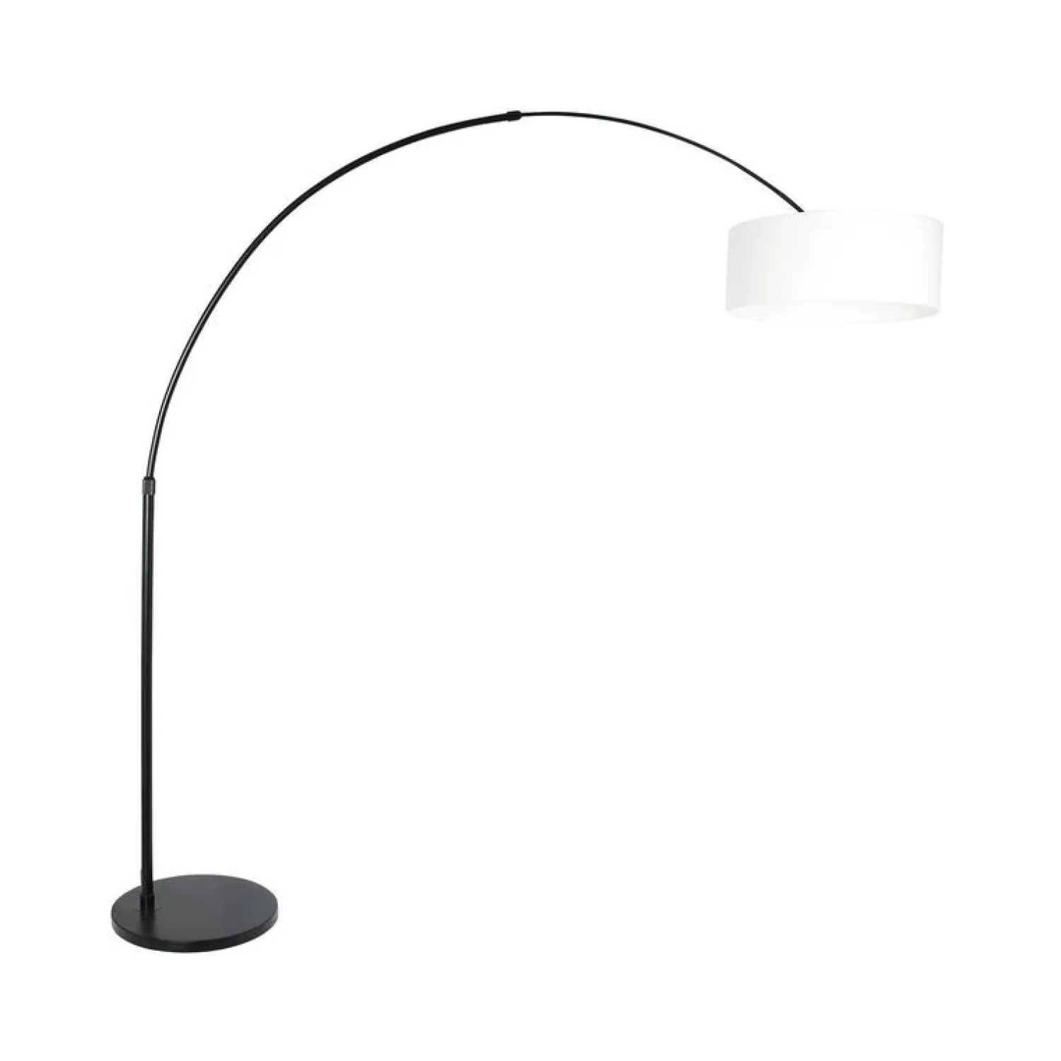 Steinmex Booglampen|Ariana 1-lichts Vloerlamp Zwart met Wit Linnen lage kap