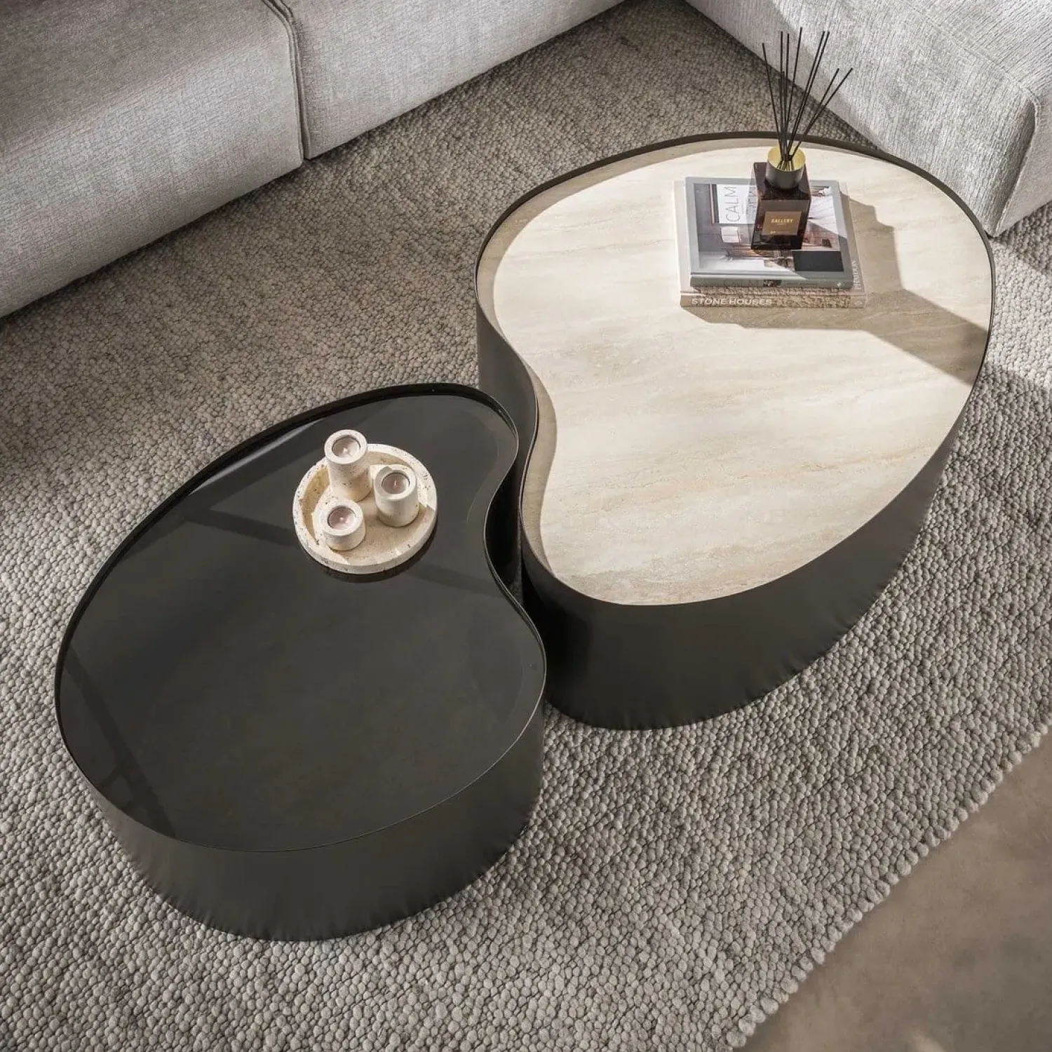 Kalfort Salontafels|Arianna Salontafel Set van 2 Organisch keramiek glas 102cm