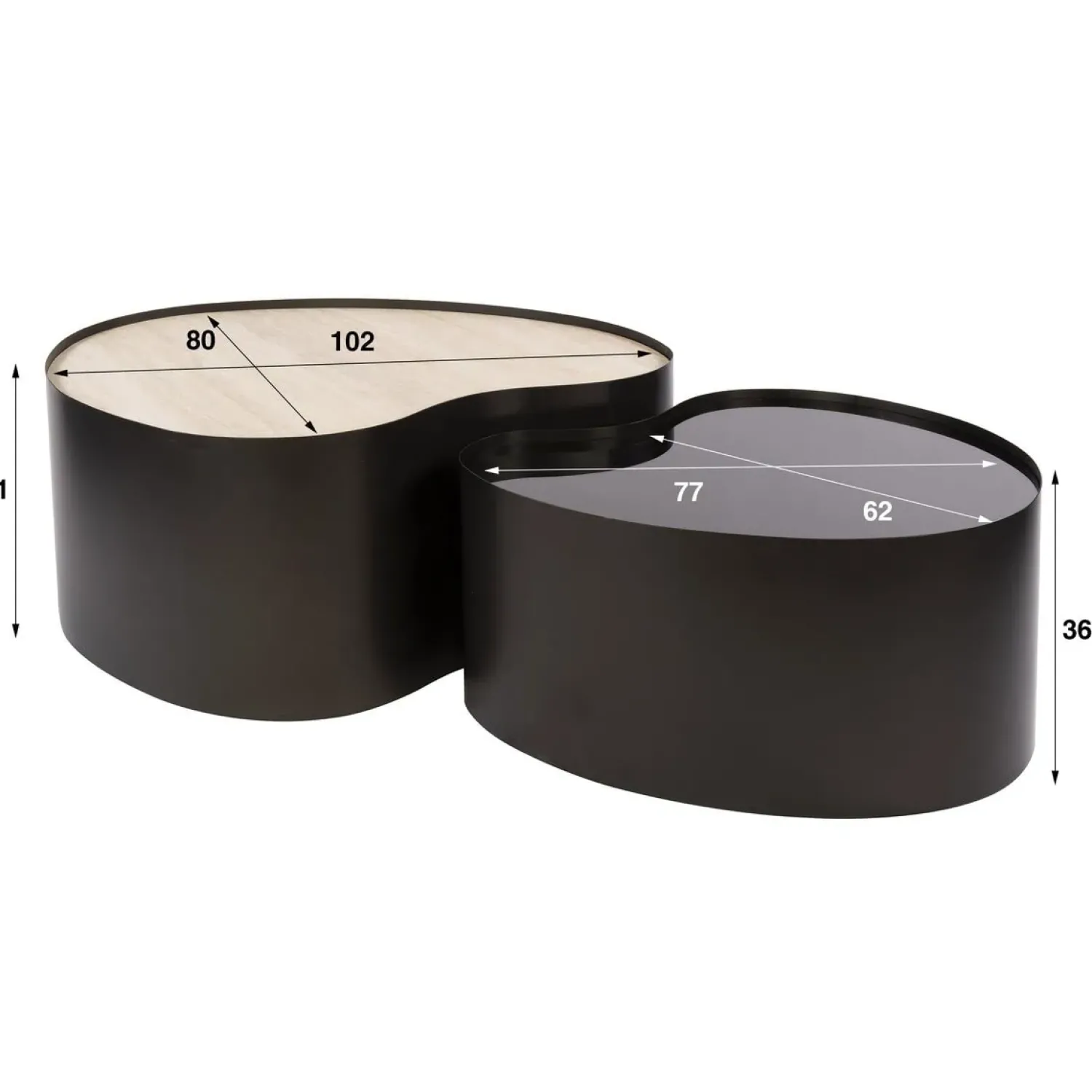 Kalfort Salontafels|Arianna Salontafel Set van 2 Organisch keramiek glas 102cm
