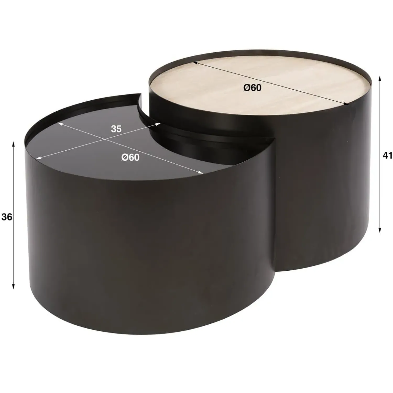 Kalfort Salontafels|Arianna Salontafel Set van 2 Rond keramiek glas 60cm