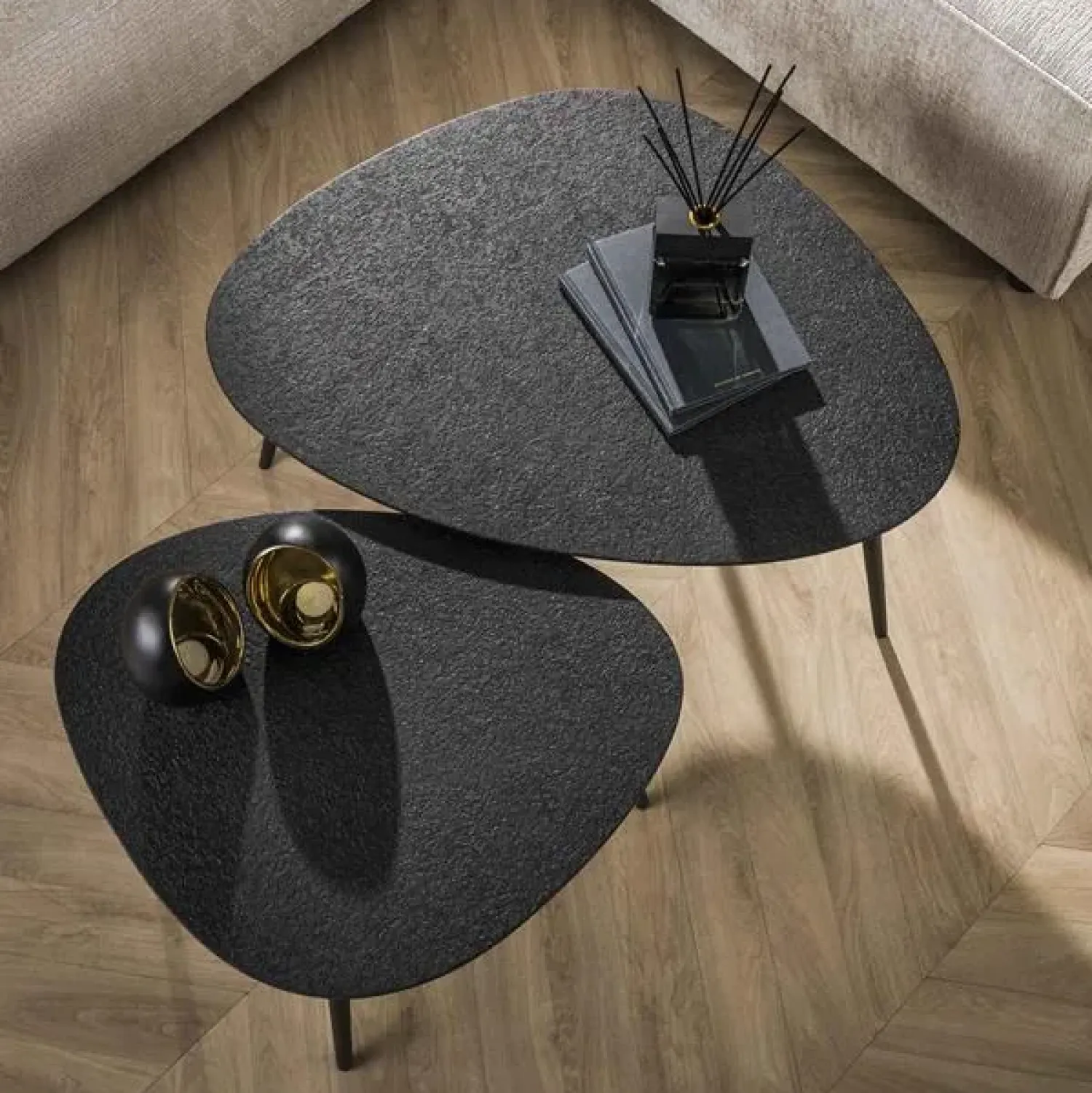 Kalfort Salontafels|Arona Salontafel set van 2 organisch metallic / Grijs