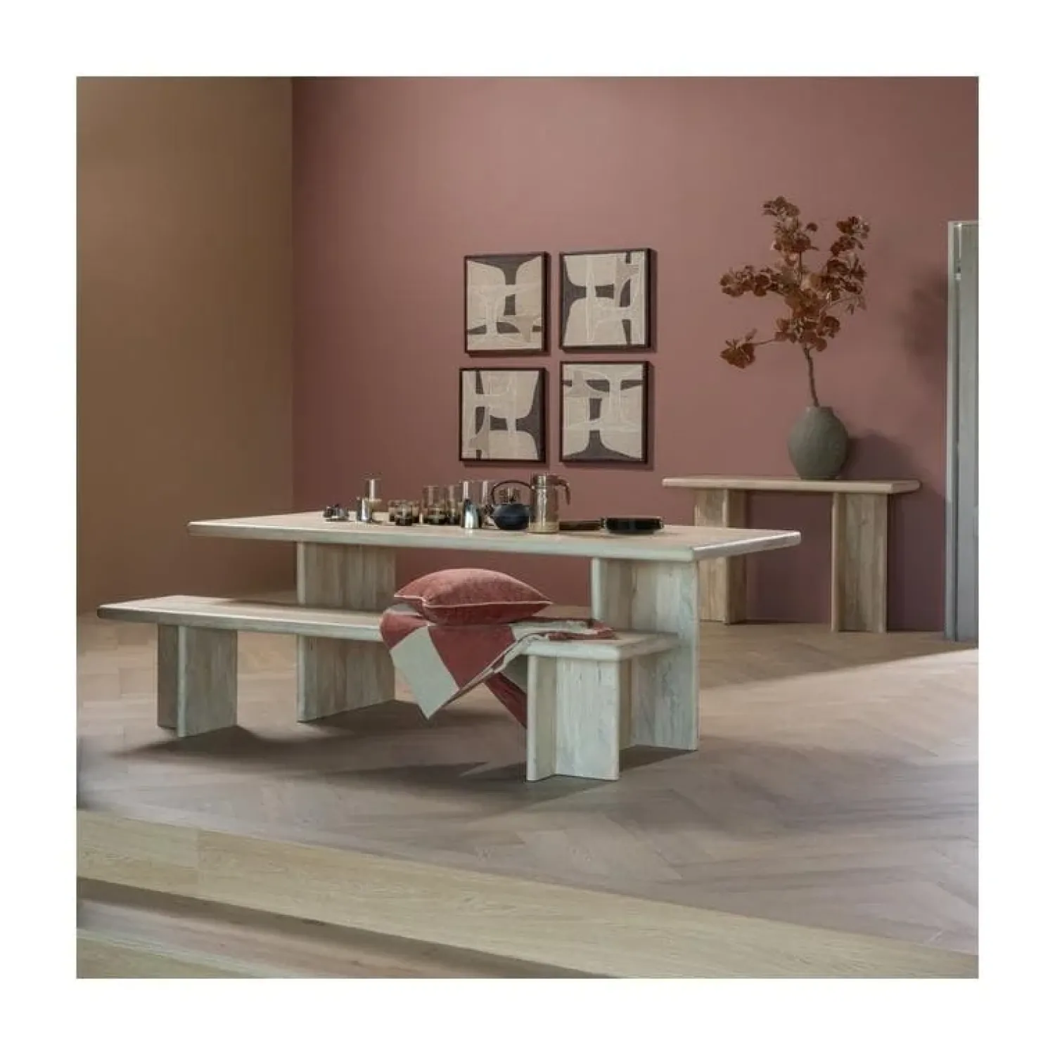 WOOOD Eetkamerbanken|Eetkamerbanken|Ato Eetkamerbankje Mangohout 220cm