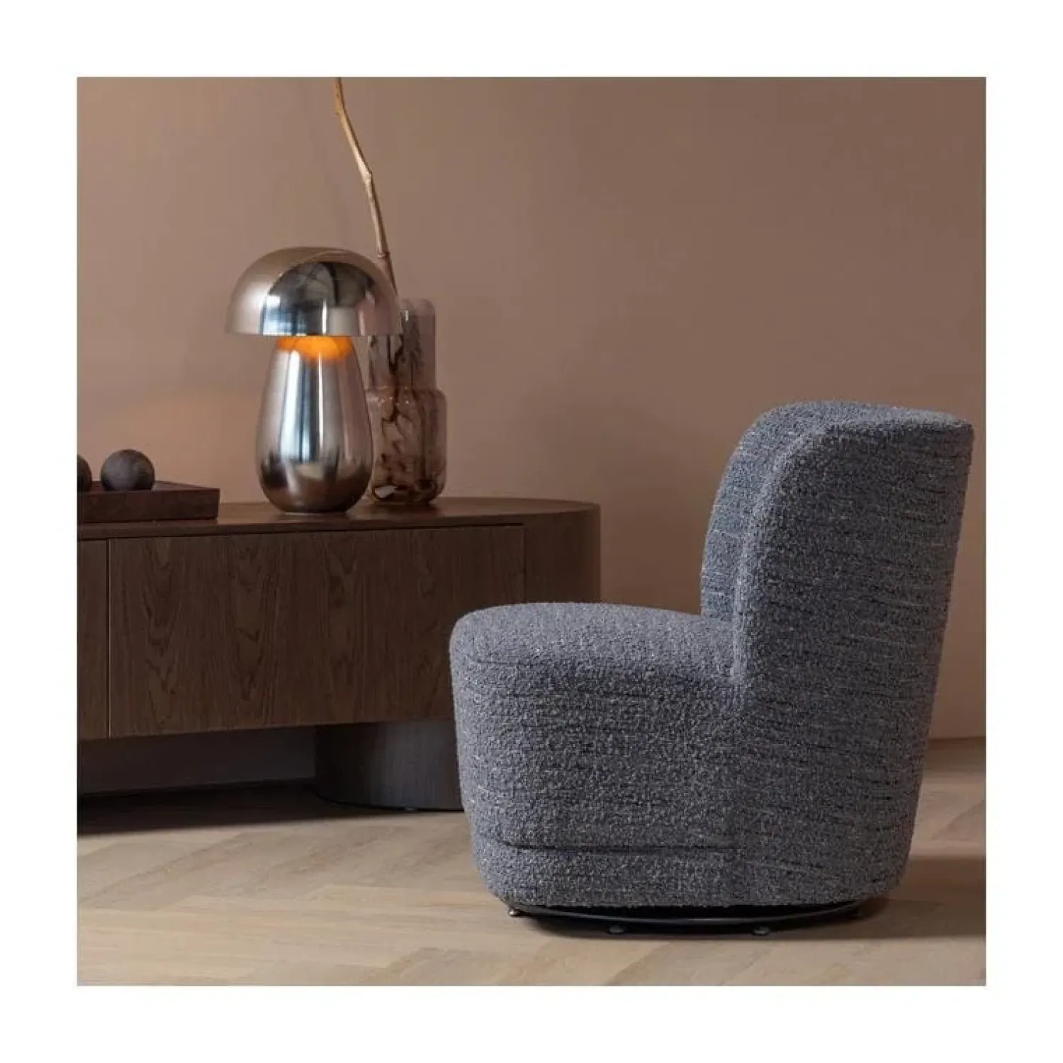 WOOOD Fauteuils|Atty Draaifauteuil Melange Grijs