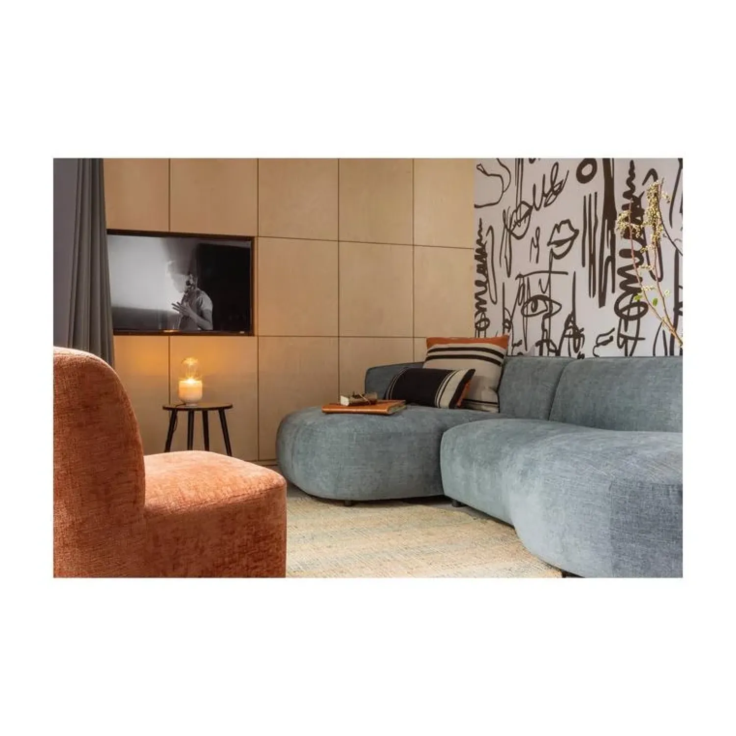 WOOOD Fauteuils|Atty Draaifauteuil velvet terracotta