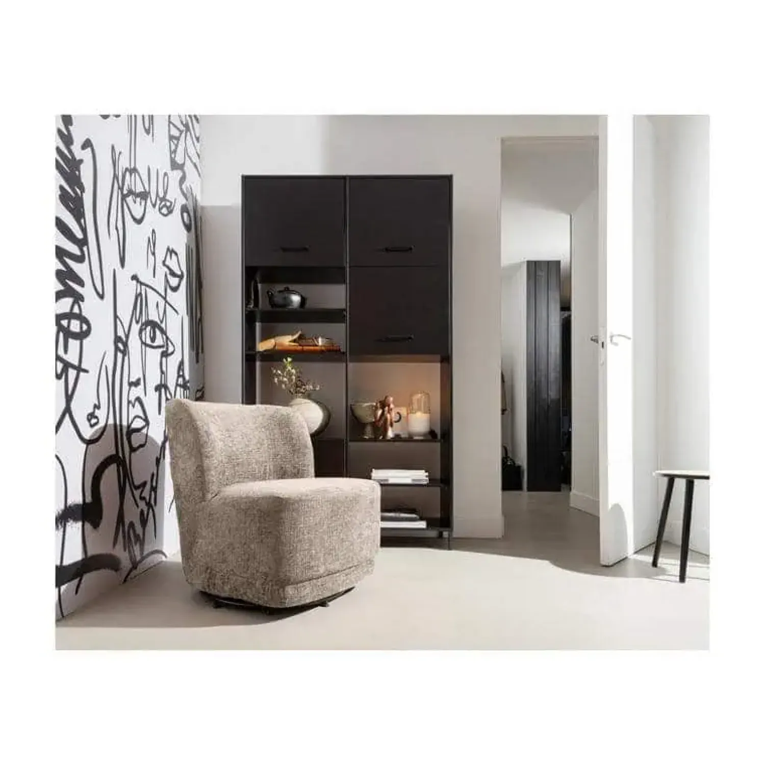 WOOOD Fauteuils|Atty Draaifauteuil velvet zand