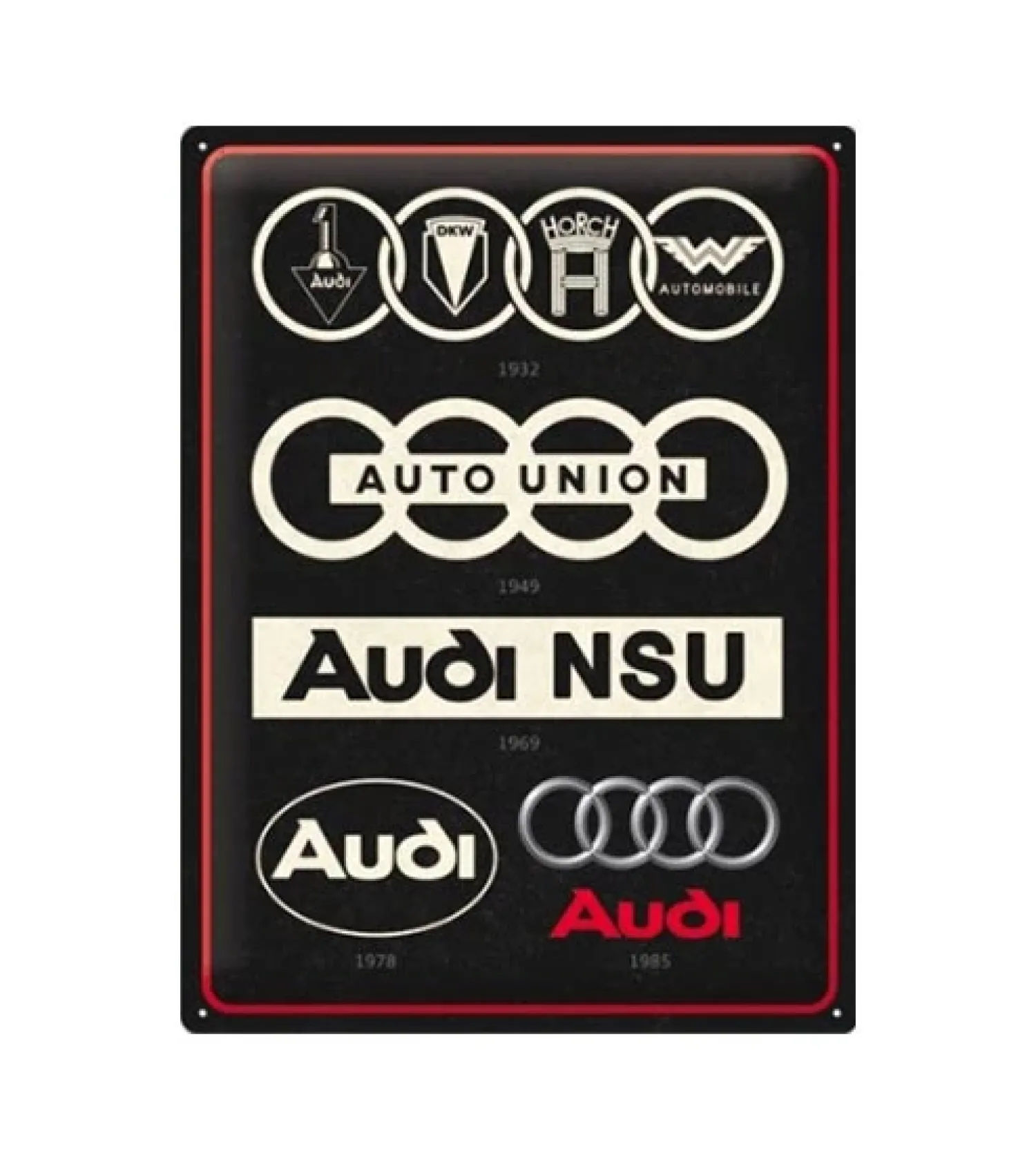 Metal Signs Metalen Borden|Audi logo’s oud,nieuw - metalen bord
