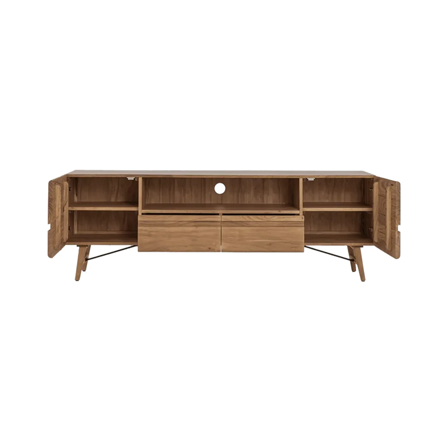 Tower living Industriele Kasten|Tv Meubels|Aura Tv meubel naturel Acaciahout 210 cm