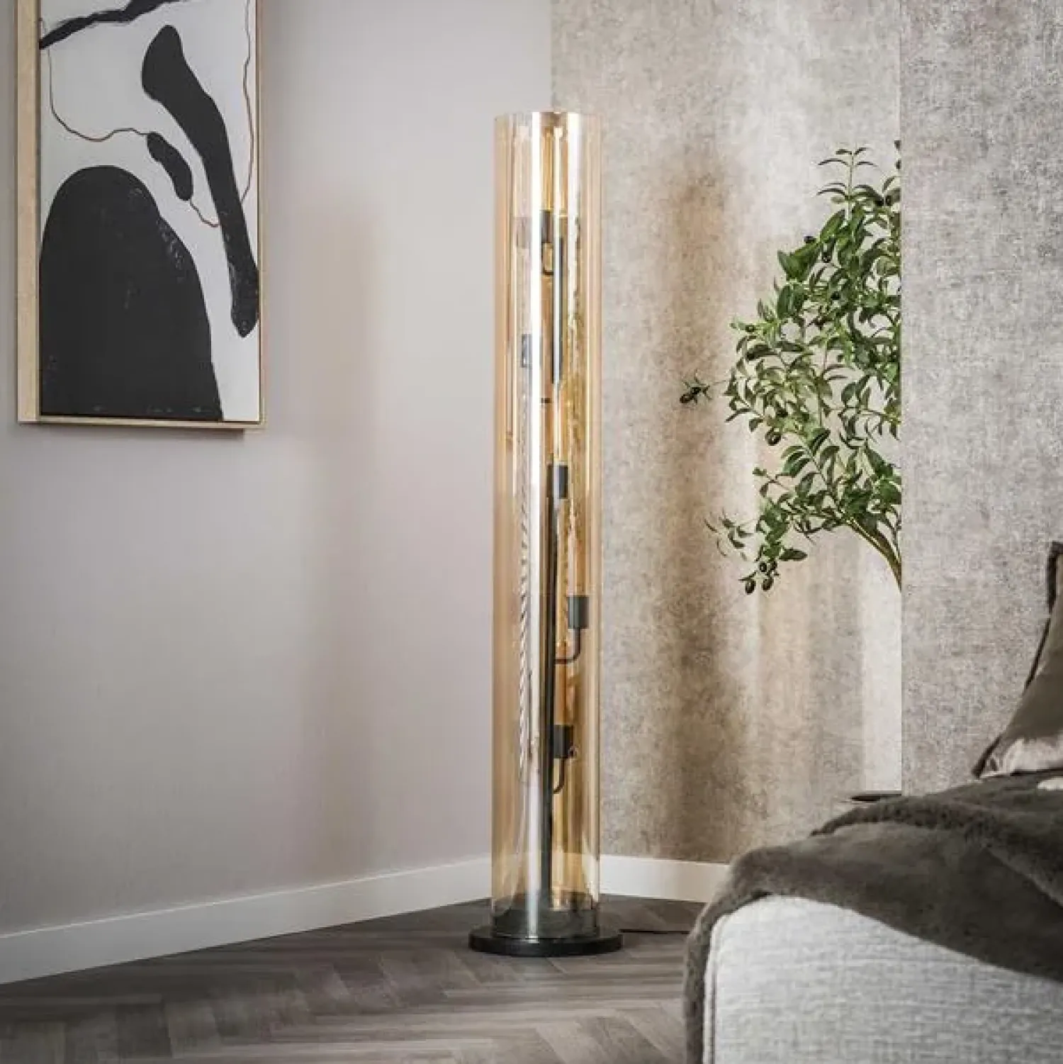 Kalfort Vloerlampen|Aura Vloerlamp 5-lichts amber glas