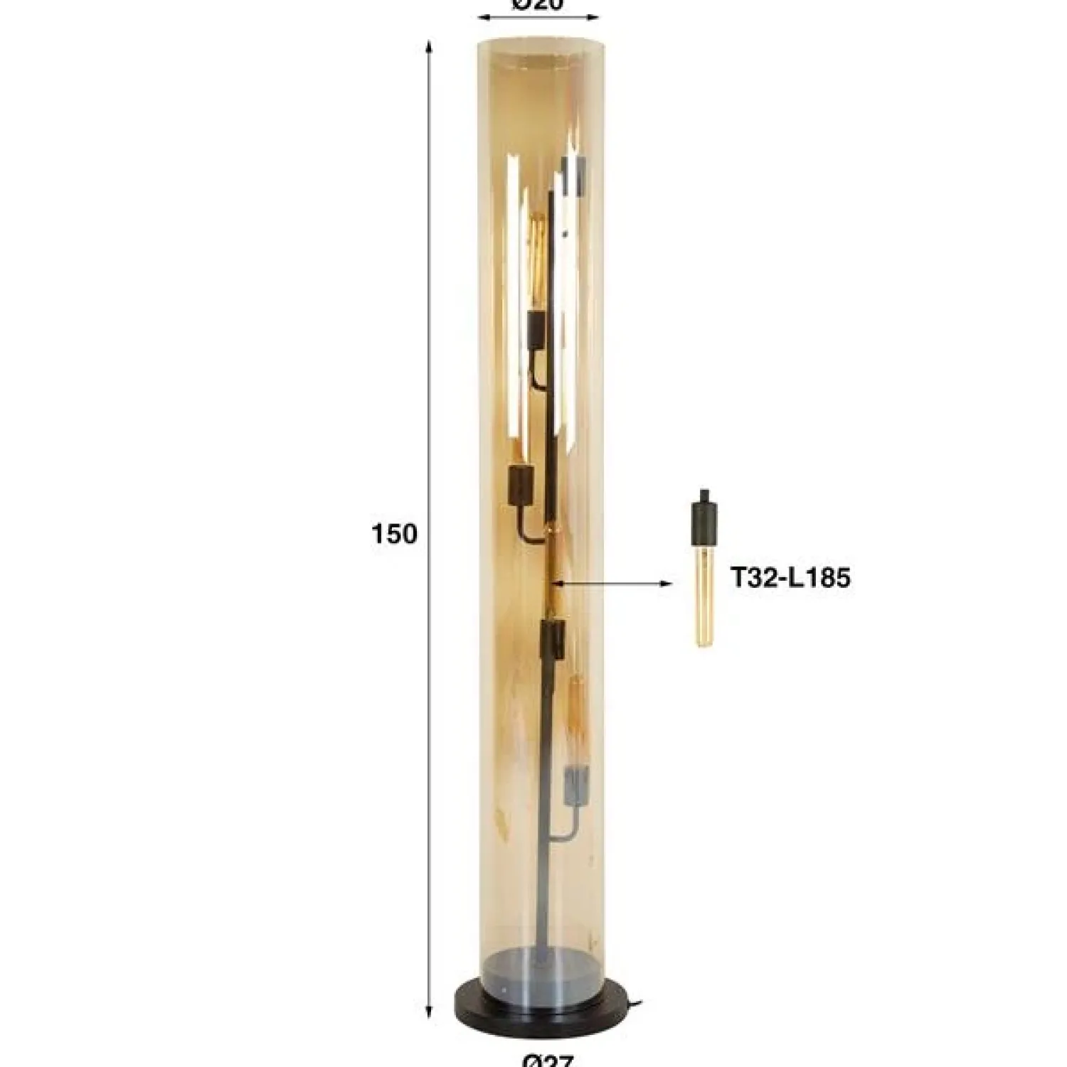 Kalfort Vloerlampen|Aura Vloerlamp 5-lichts amber glas