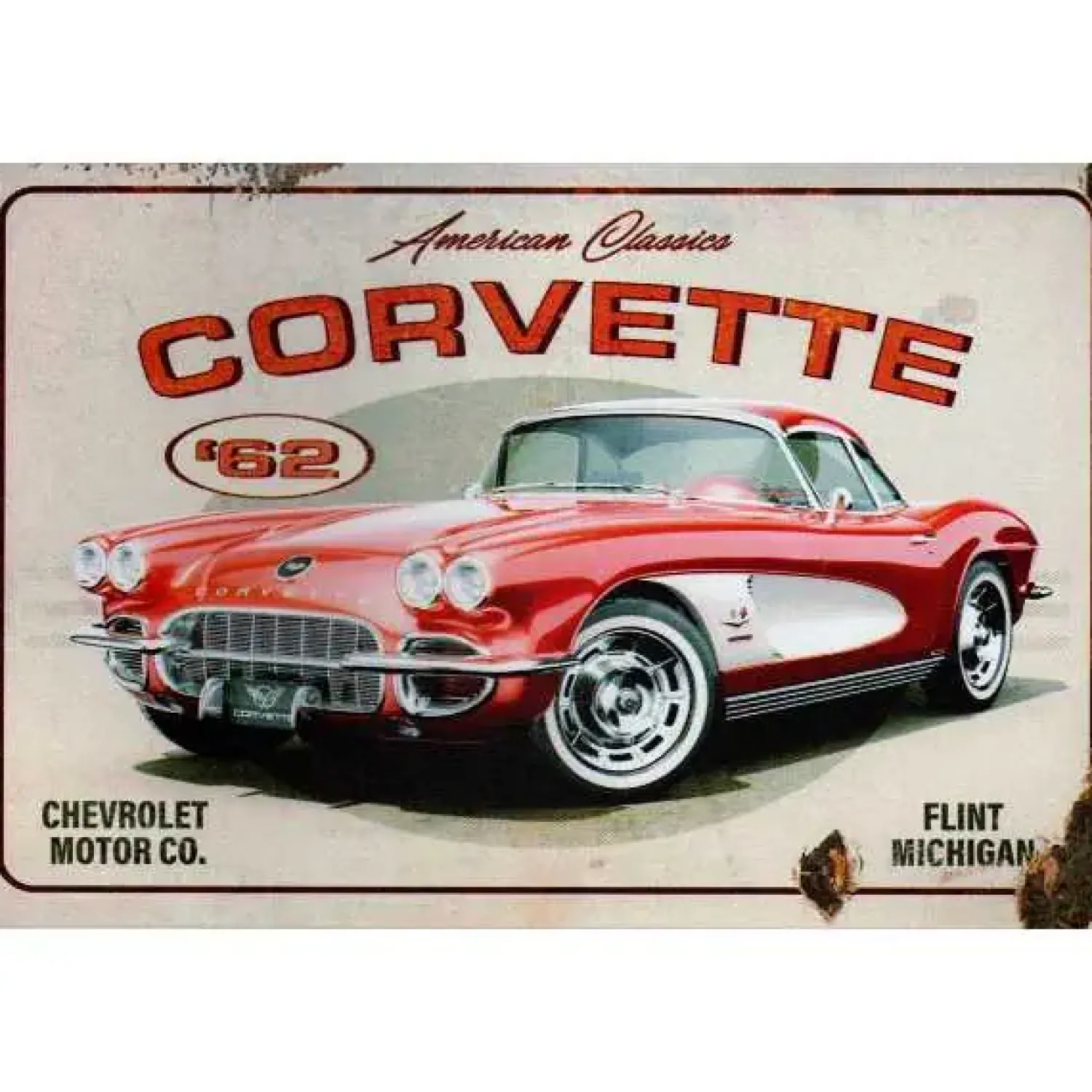 Cavetown Metalen Borden|Auto Red Corvette 1962 - metalen bord
