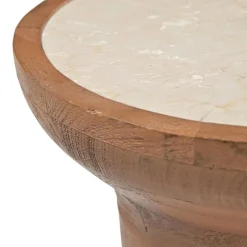Furndea Bijzettafels|Avie Bijzettafel Mangohout Travertin 33 cm