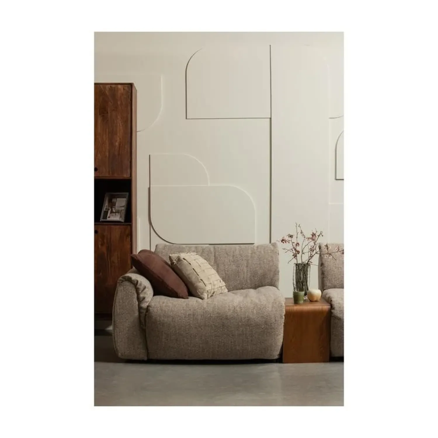 WOOOD Modulaire Banken|Baggy 1-zits element met arm links bruin melange