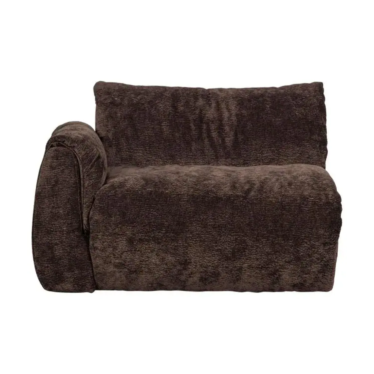 WOOOD Modulaire Banken|Baggy 1-zits element met arm links chenille donkerbruin
