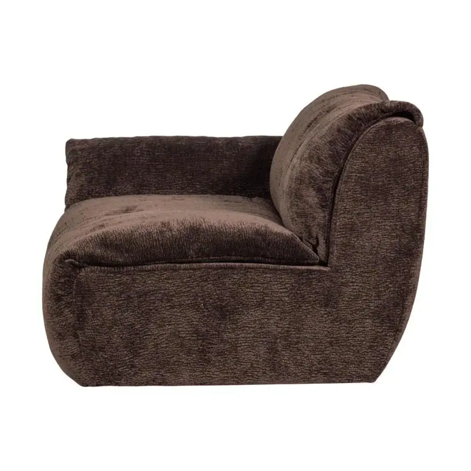 WOOOD Modulaire Banken|Baggy 1-zits element met arm links chenille donkerbruin