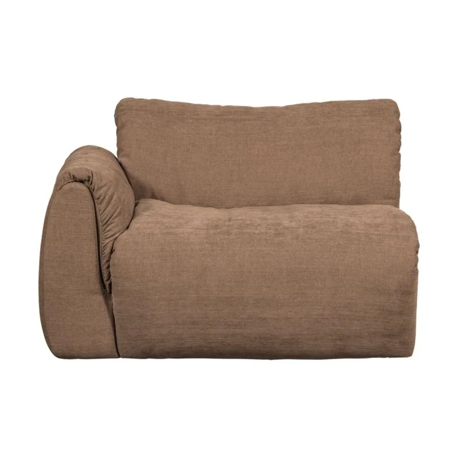 WOOOD Modulaire Banken|Baggy 1-zits element met arm links geweven chenille bruin