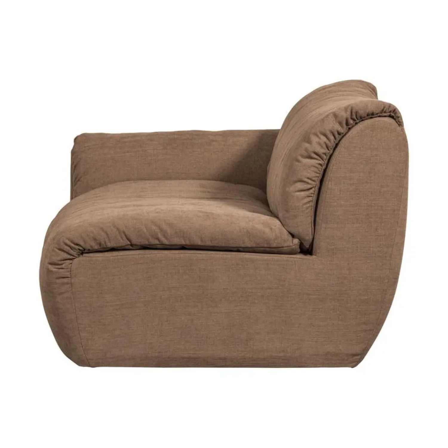 WOOOD Modulaire Banken|Baggy 1-zits element met arm links geweven chenille bruin