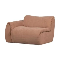 WOOOD Modulaire Banken|Baggy 1-zits element met arm links geweven chenille oudroze