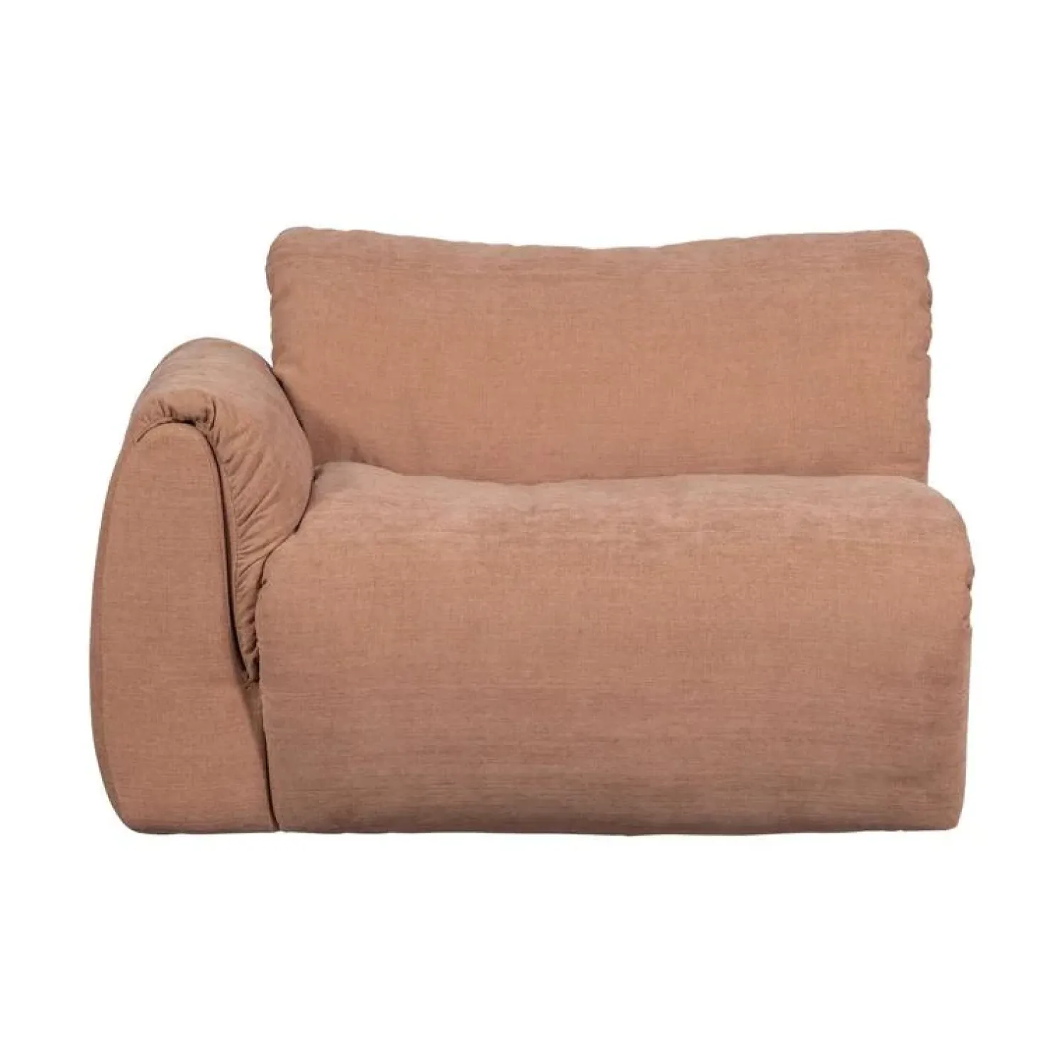 WOOOD Modulaire Banken|Baggy 1-zits element met arm links geweven chenille oudroze