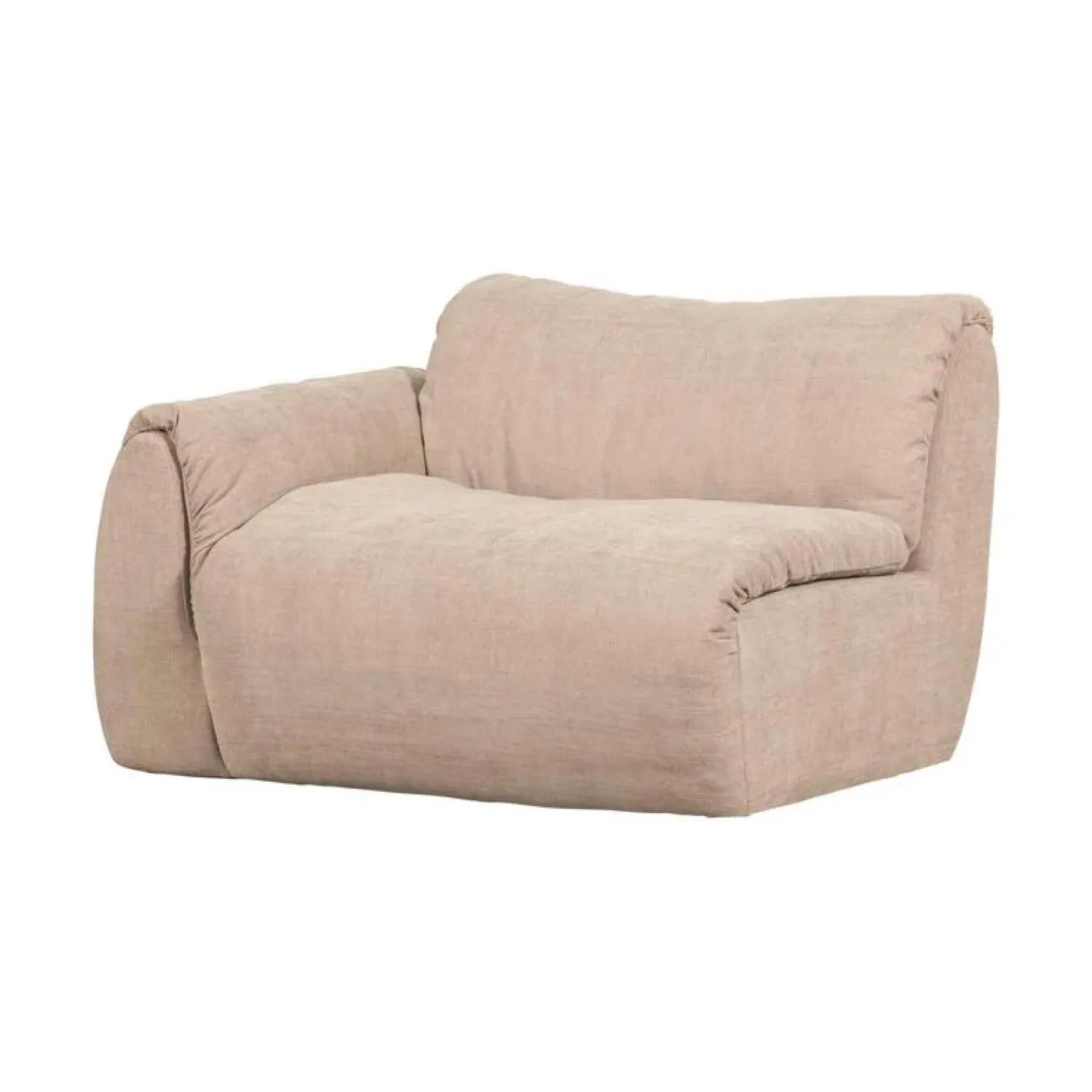 WOOOD Modulaire Banken|Baggy 1-zits element met arm links geweven chenille zand