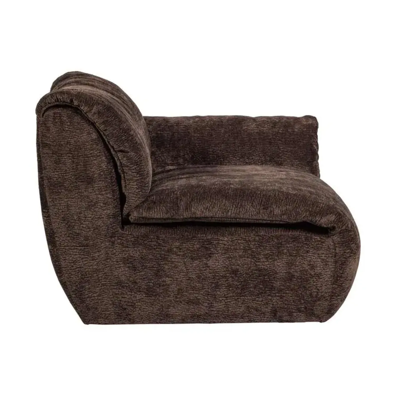WOOOD Modulaire Banken|Baggy 1-zits element met arm rechts chenille donkerbruin