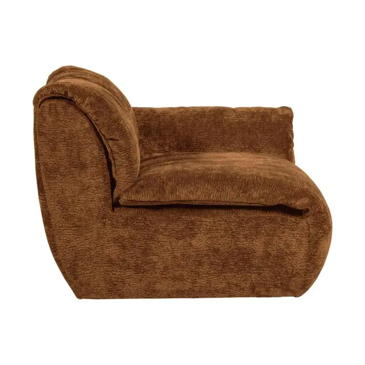 WOOOD Modulaire Banken|Baggy 1-zits element met arm rechts chenille middenbruin