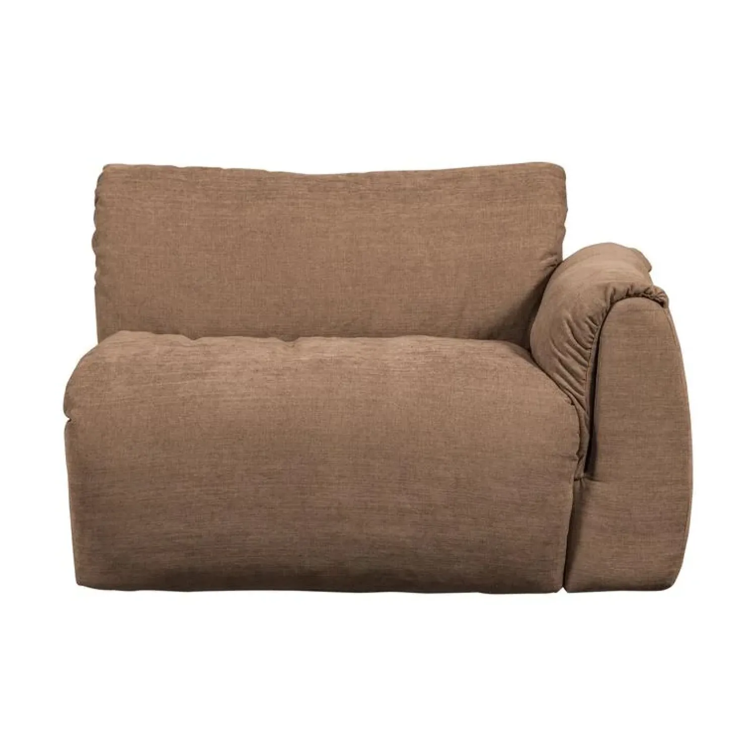 WOOOD Modulaire Banken|Baggy 1-zits element met arm rechts geweven chenille bruin