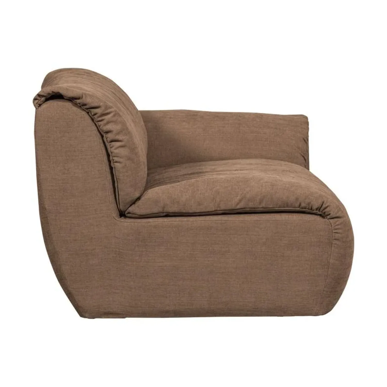 WOOOD Modulaire Banken|Baggy 1-zits element met arm rechts geweven chenille bruin