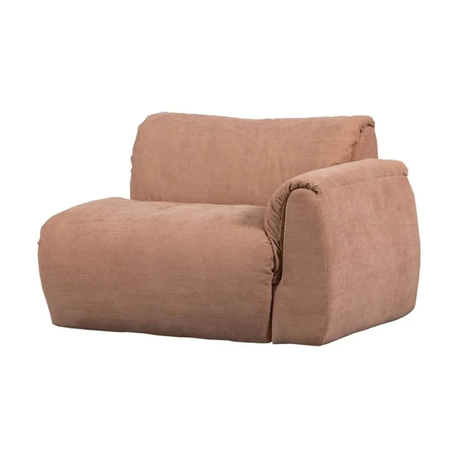 WOOOD Modulaire Banken|Baggy 1-zits element met arm rechts geweven chenille oudroze