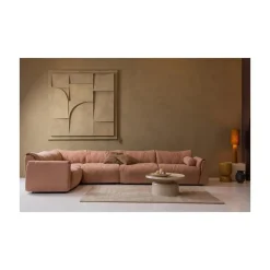 WOOOD Modulaire Banken|Baggy 1-zits element met arm rechts geweven chenille oudroze