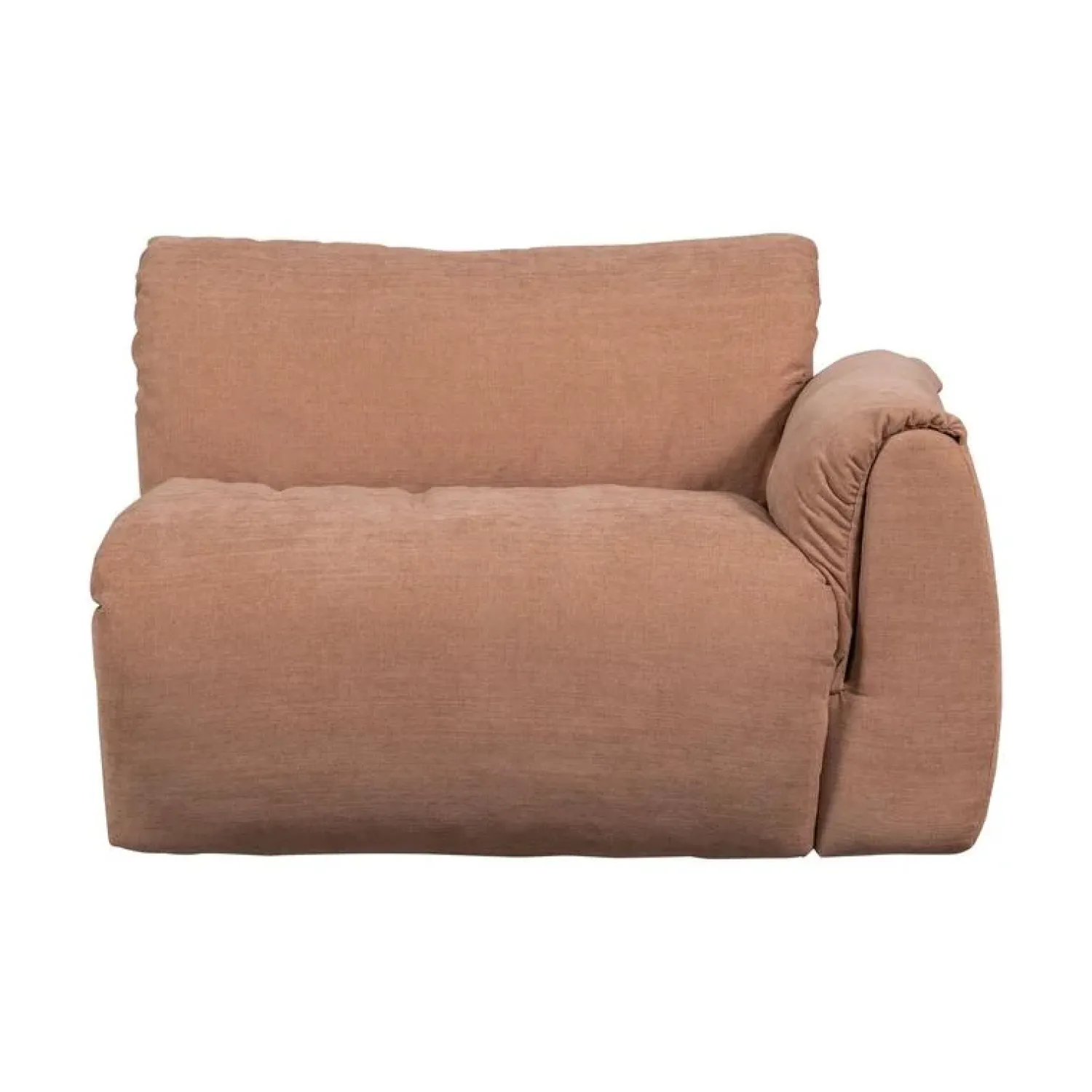 WOOOD Modulaire Banken|Baggy 1-zits element met arm rechts geweven chenille oudroze