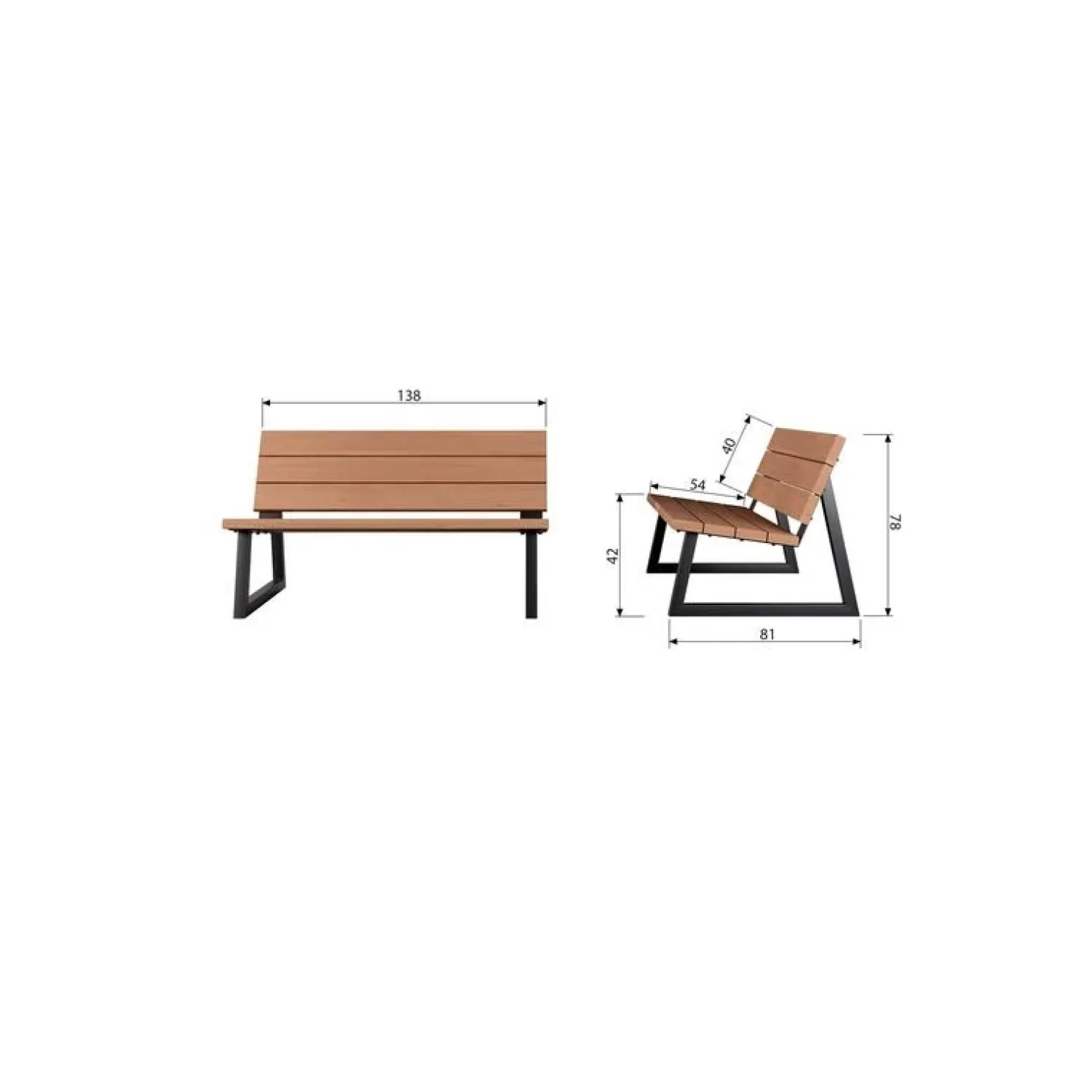 WOOOD Tuinbanken|Banco Tuinbank hout/metaal naturel 138cm
