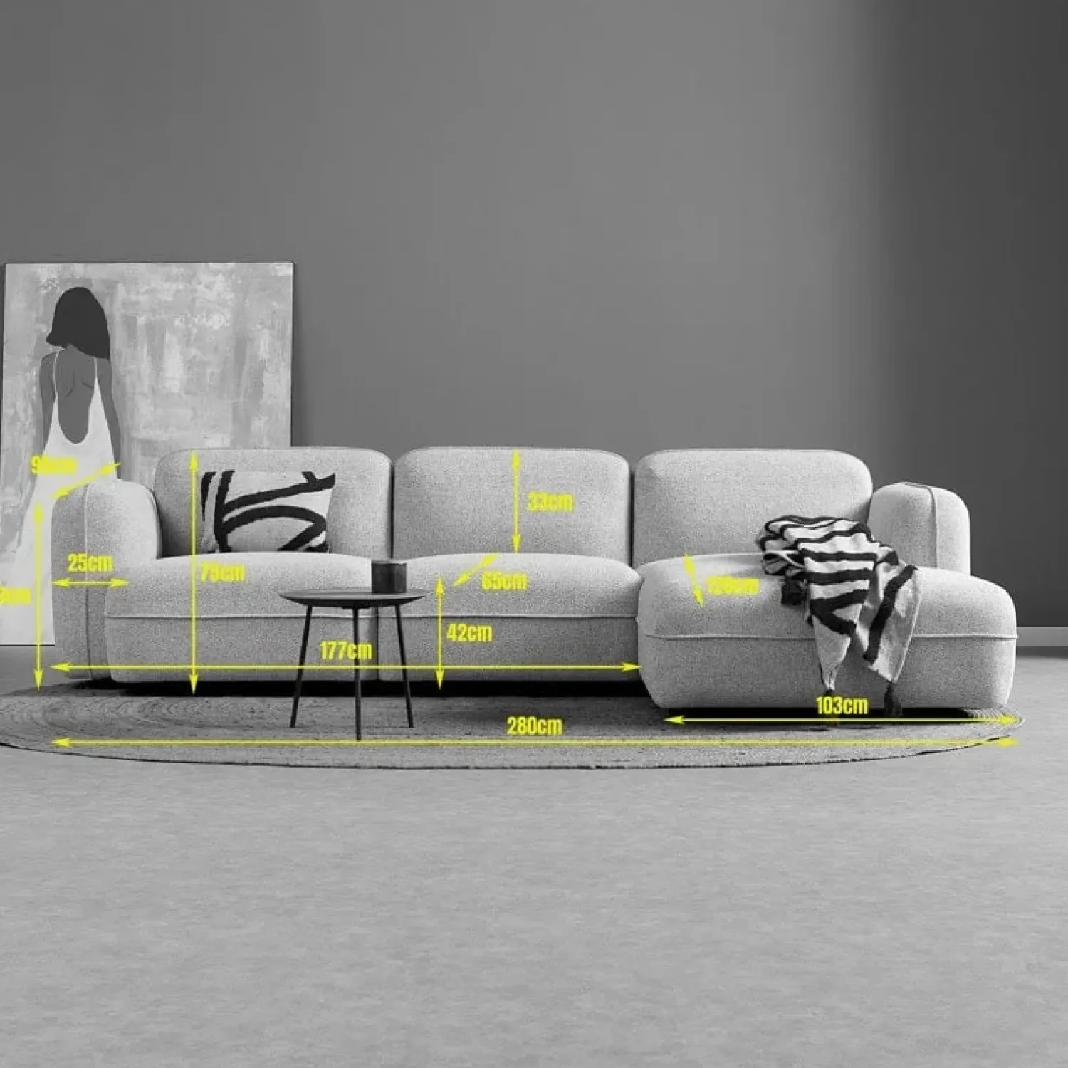 Pepp Hoekbanken|Bank Drop Chaise longue links - Serenity 03 stof