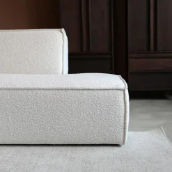 Pepp Hoekbanken|Bank Enzo Chaise longue links Bouclé wit