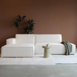 Pepp Hoekbanken|Bank Enzo Chaise longue links Bouclé wit
