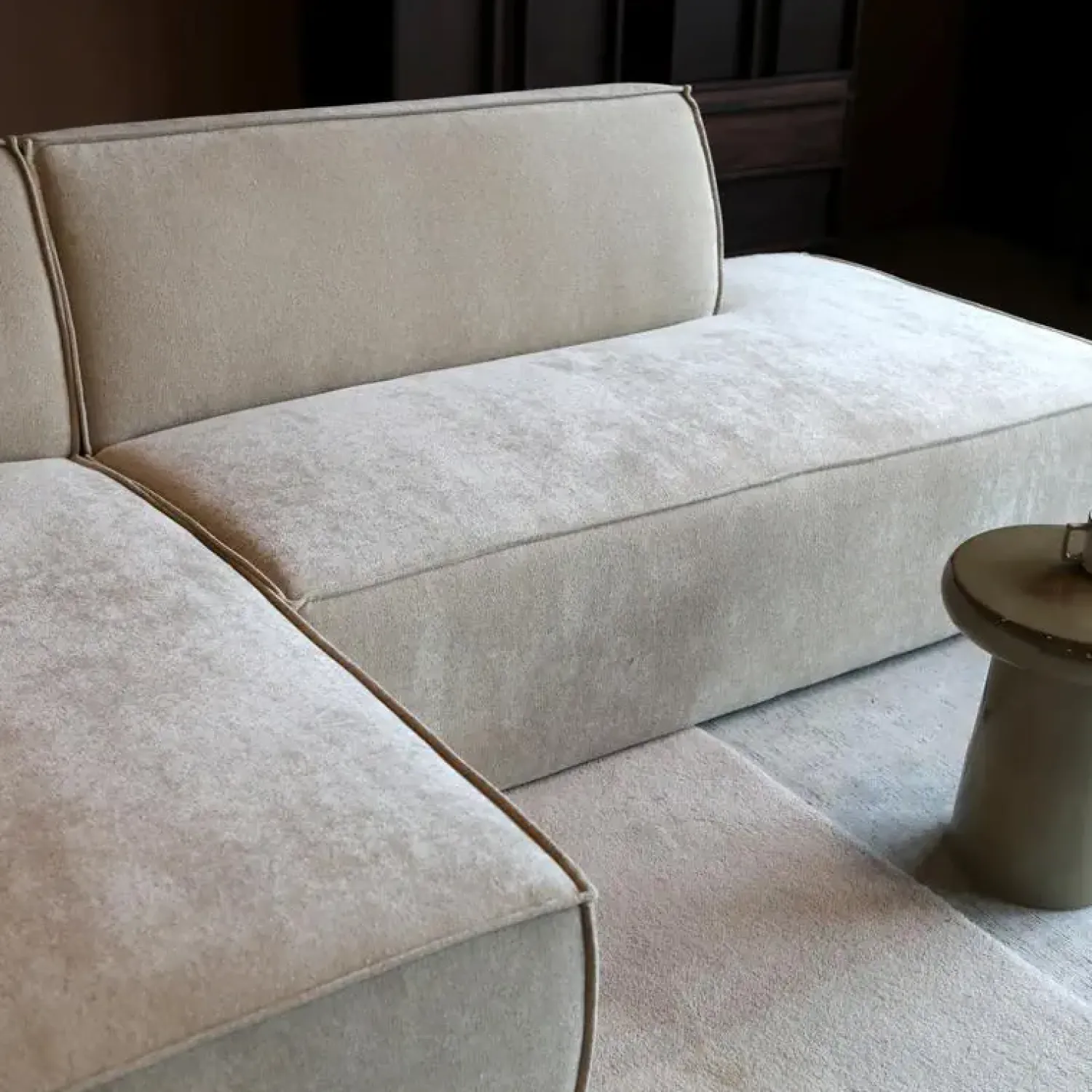Pepp Hoekbanken|Bank Enzo Chaise longue links Stof beige taupe