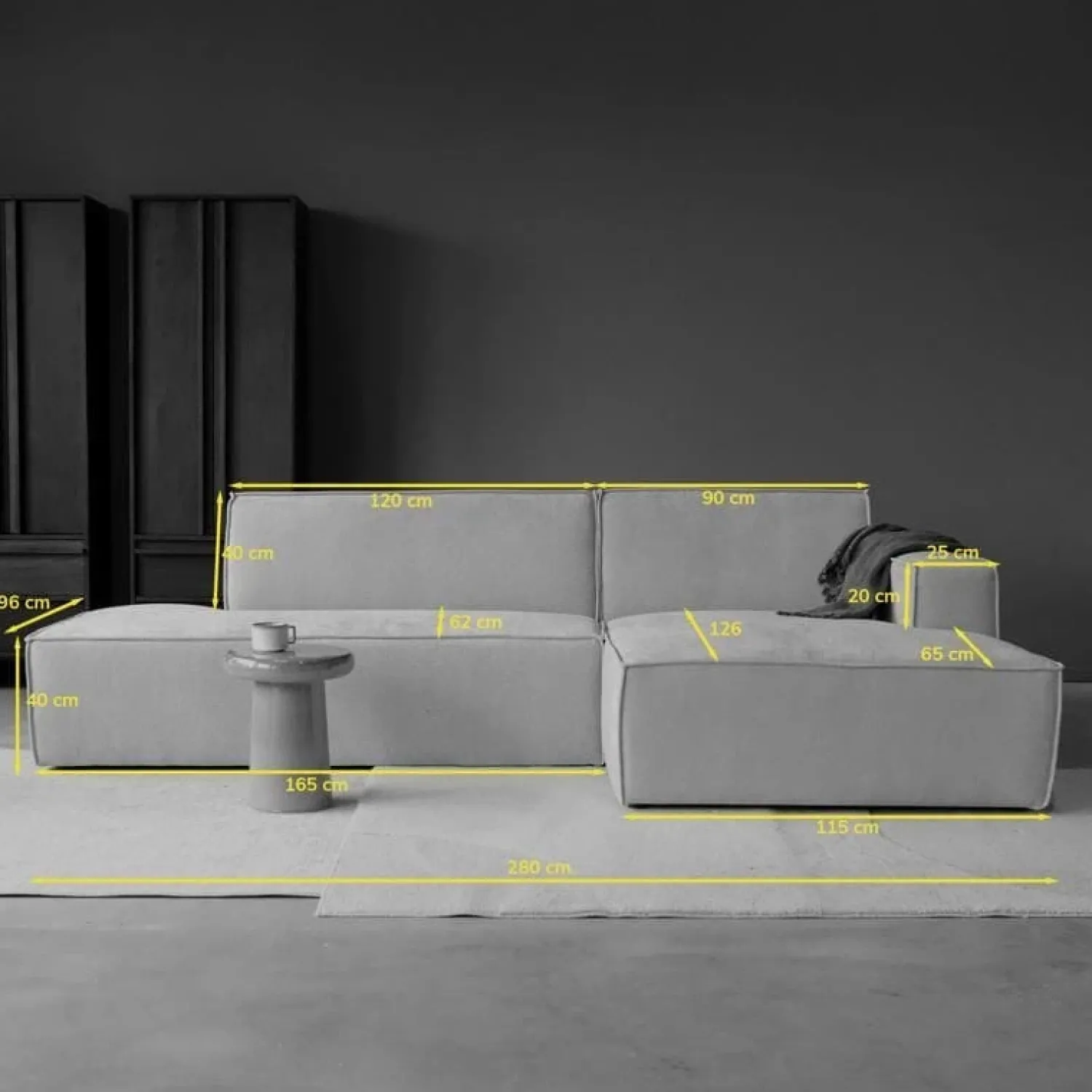 Pepp Hoekbanken|Bank Enzo Chaise longue rechts Stof beige taupe