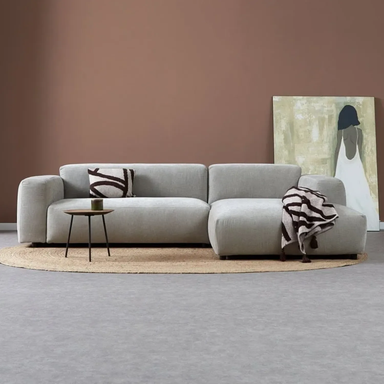 Pepp Hoekbanken|Bank Ocean Chaise longue rechts - Boston Cement Linnen