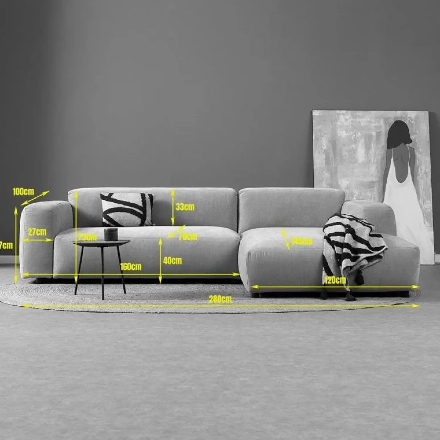 Pepp Hoekbanken|Bank Ocean Chaise longue rechts - Boston Cement Linnen