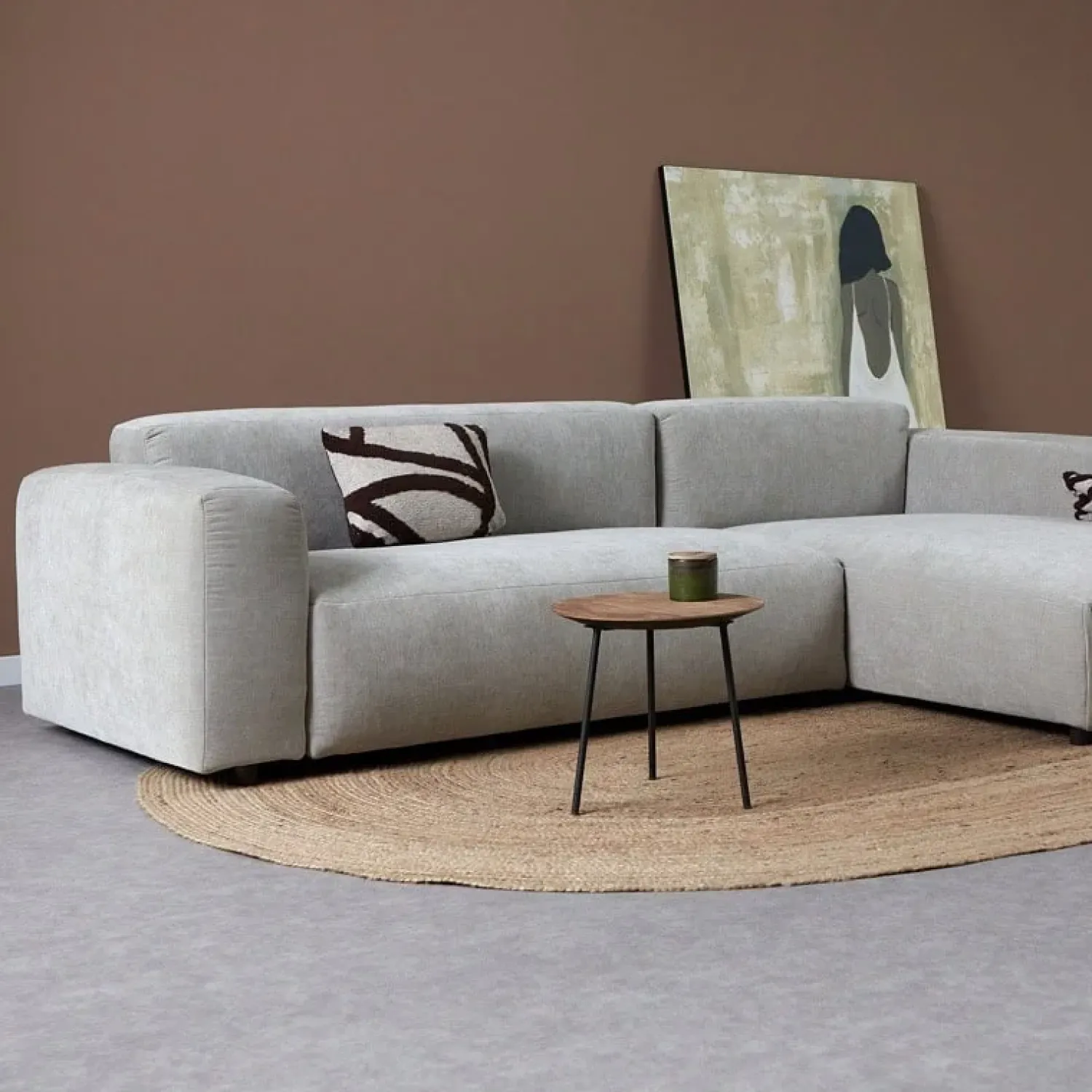 Pepp Hoekbanken|Bank Ocean Chaise longue rechts - Boston Cement Linnen