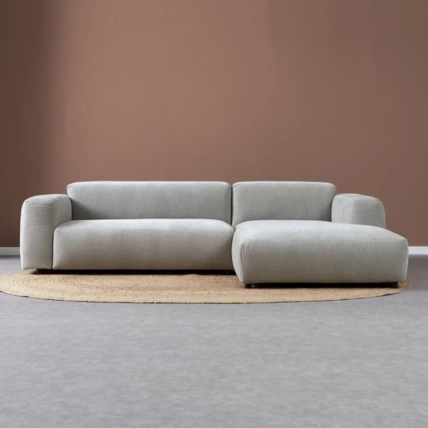 Pepp Hoekbanken|Bank Ocean Chaise longue rechts - Boston Cement Linnen