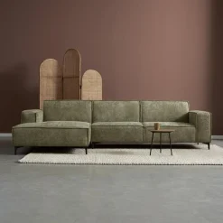 Pepp Loungebanken|Bank River Chaise longue links – Groen stof