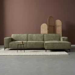 Pepp Loungebanken|Bank River Chaise longue rechts – Groen stof