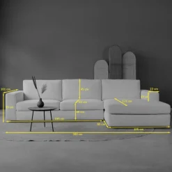 Pepp Hoekbanken|Bank Uno Chaise longue rechts ribstof beige