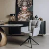 Tower living Eetkamerstoelen|Bardi Eetkamerfauteuil Grijs stof