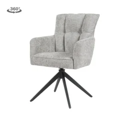 Tower living Eetkamerstoelen|Bardi Eetkamerfauteuil Grijs stof