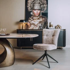 Tower living Eetkamerstoelen|Bardi Eetkamerstoel Beige stof