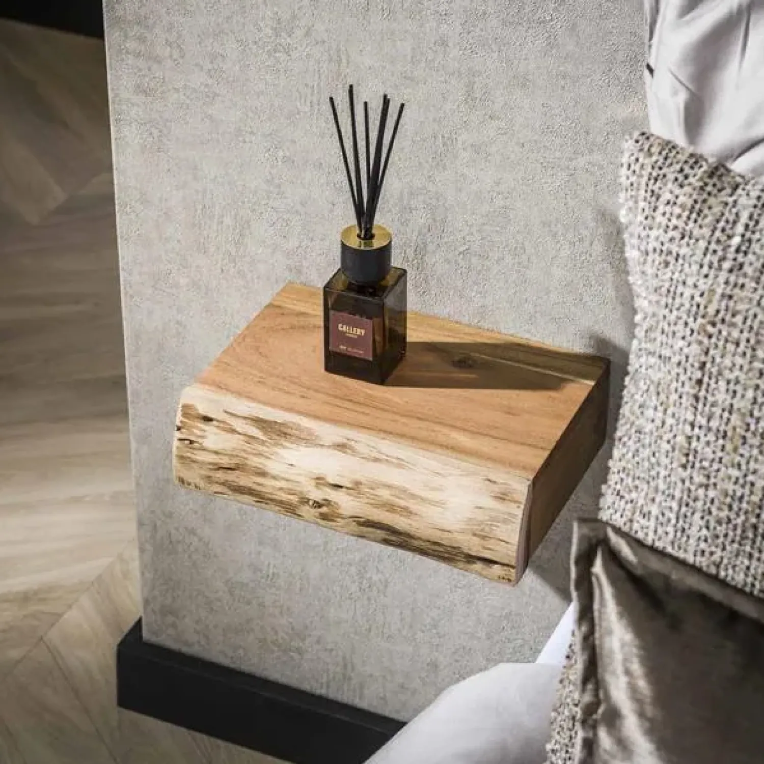 Kalfort Nachtkastjes|Industriele Kasten|Bark houten nachtkastje zwevend set van 2 30cm