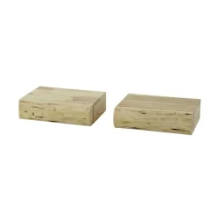 Kalfort Nachtkastjes|Industriele Kasten|Bark houten nachtkastje zwevend set van 2 30cm